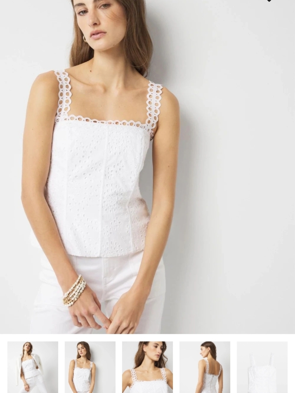 Nwt White Eyelet Lace Zip up Bustier WHBM